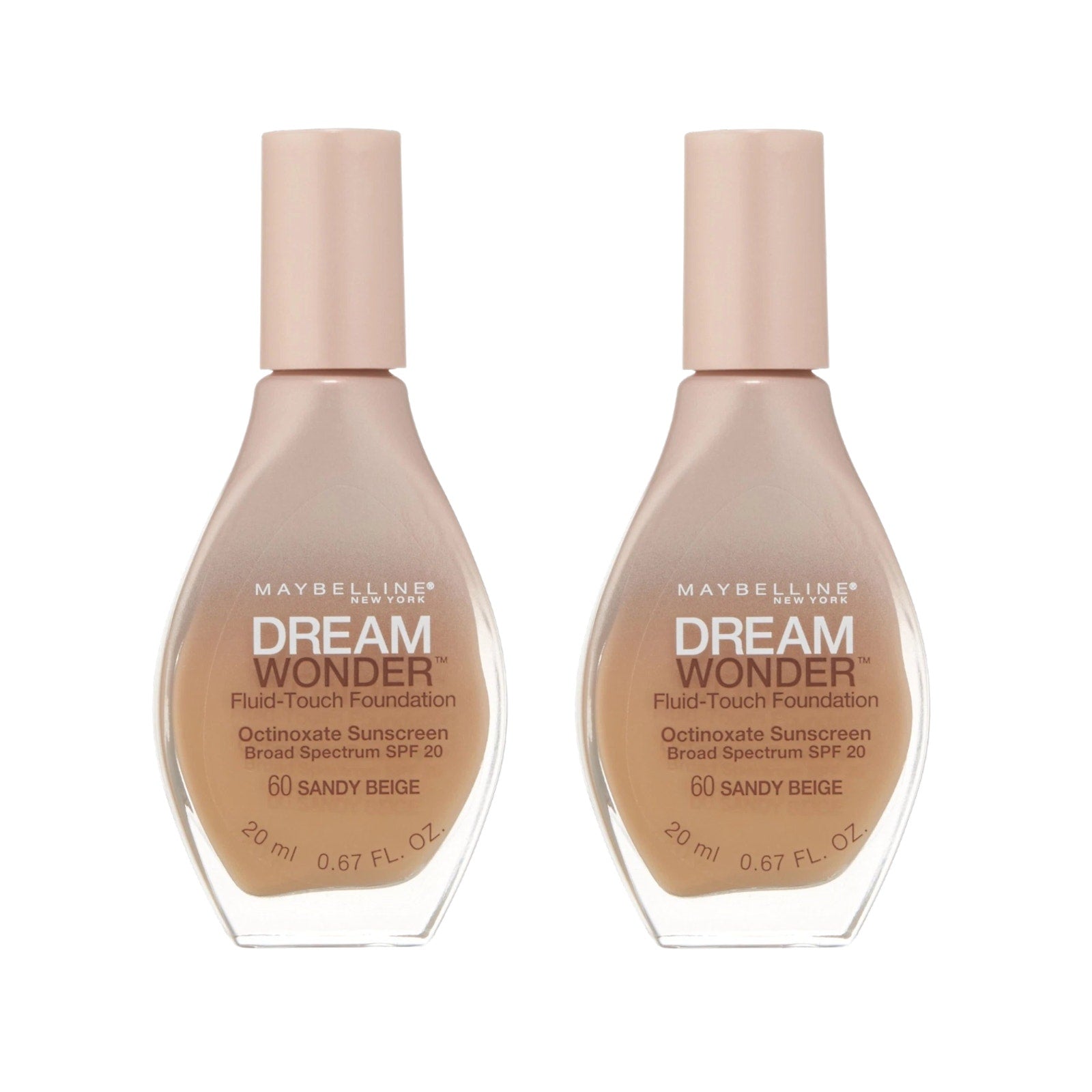 Maybelline Dream Wonder Fluid Touch Foundation 60 Sandy Beige,0.67 Fluid (Pack of 2)