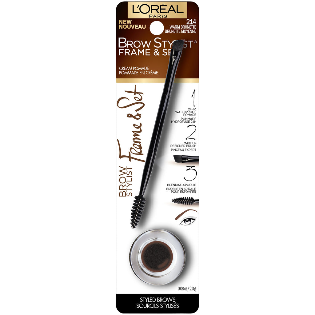 L'Oréal Paris Brow Stylist Frame and Set, Warm Brunette, 0.08 oz.